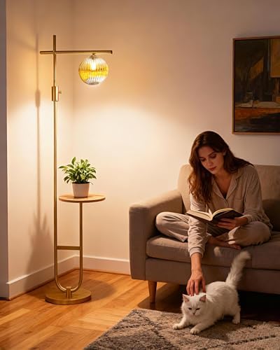66-Inch Floor Lamp with Table Dimmable Corner Reading Lamp G9 Bulb Included