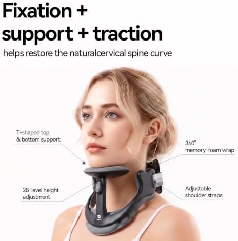 Neck Posture Corrector with Rear Neck Support（Black, Large）