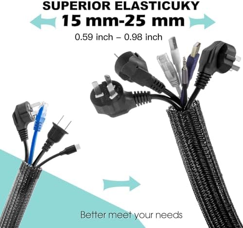 AGPTEK Cable Sleeve, 20ft - 1 inch Cable Management Cord Hider, Black