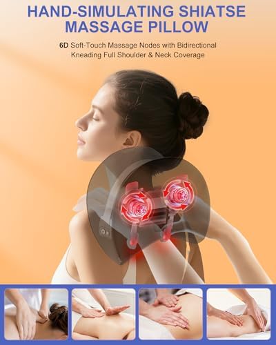 Upgraded Neck Massager Pillow with Heat, 3 Modes & 3 Intensities