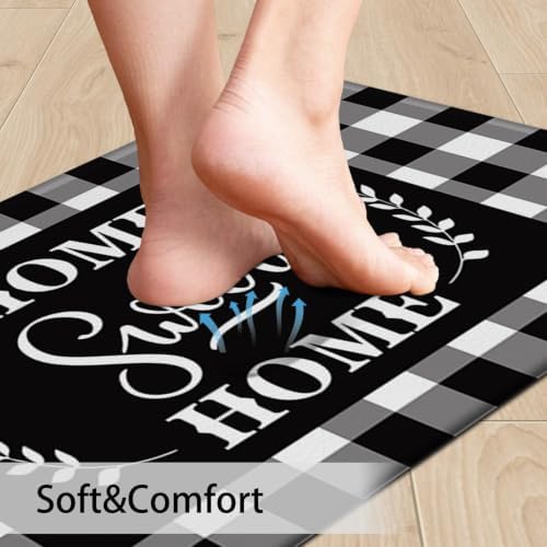 MAYHMYO Black White Checkered Kitchen Mats for Floor,Anti Fatigue Cushioned