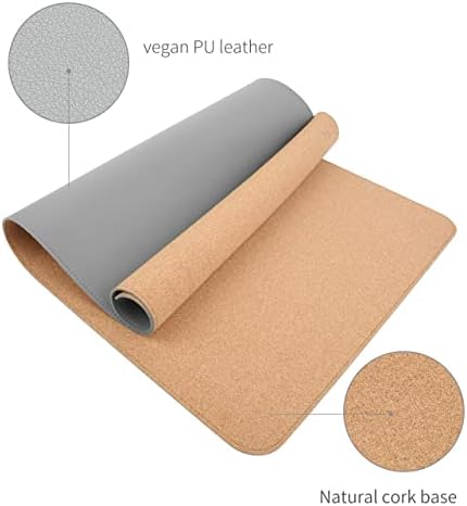RENMTURE Dual-Sided Mouse Pad, Natural Cork & PU Leather Large Desk Pad for Office and Home Work, Desk Protector Non-Slip, Waterproof, Easy Clean (Gray, 36"x17")