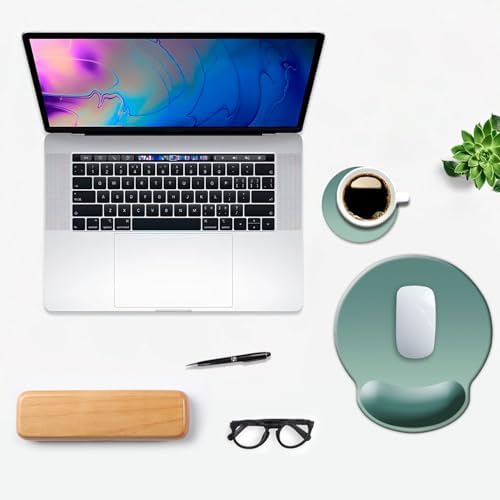 DOOKE ErgoComfort Wrist Rest Mouse Pad-Ergonomic Office Mousepad with Wrist Support-Non-Slip, Design Desk Accessories Mat for Home&Game Decor Bistro Green