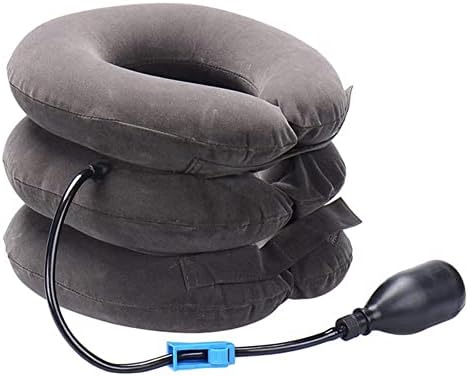 Inflatable Cervical Neck Traction Air Inflatable Pillow Neck Head Stretcher Pain Relief Collar (for Adults, Grey)