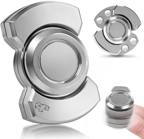 3-in-1 Fidget Spinner Toy for Adult Metal Slider Clicker Spinner Magnetic for Adult Men Office Desk Toy Stress Anxiety Relief ADHD Magnet EDC Cool Gadget Gifts Easter Basket Stuffer - Silver