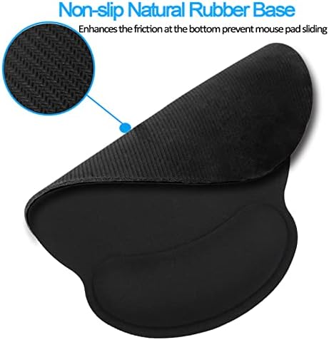 Wrist Rest Support Mouse Pad,Ergonomic Memory Foam Mouse Mat 9x10in Non-Slip Rubber Base Pain Relief Mousepad for Computer, Laptop(Black Foam)