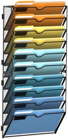 10-Tier Hanging Wall File Organizer with Hooks for Office Organization
