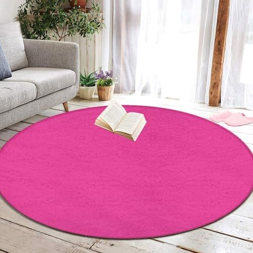 Highly Premium Quality Floor Mat, Office Chair Decor Mat, Room Sofa Yoga Soft Round Carpet Bright Pink, 60inch