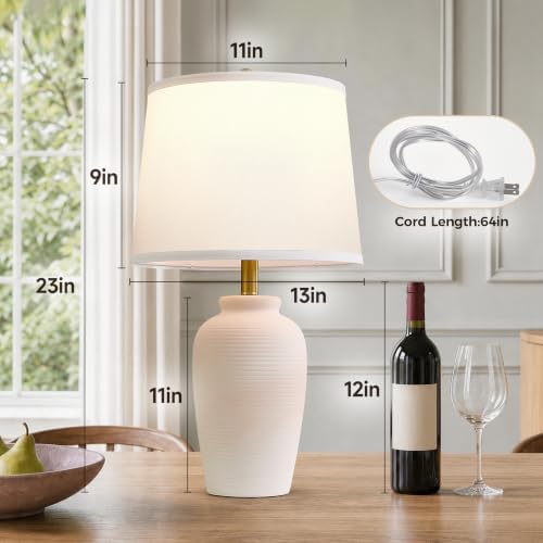 Touch Control Ceramic Table Lamp Dimmable Nightstand Lamp,23" Blush