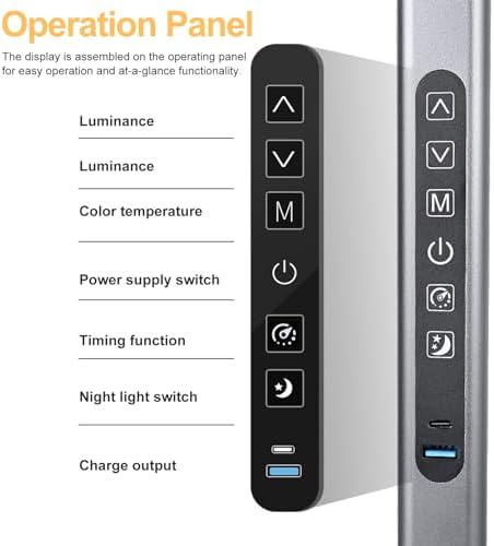 LED Desk Lamp for Home Office with Full Spectrums Eye Care, 5 Color Color 5 Brightness, 4-Axis Flexible Rotation, Dual Output Charging, Memory & Timer Func, Desk Lamps with Small Night Light