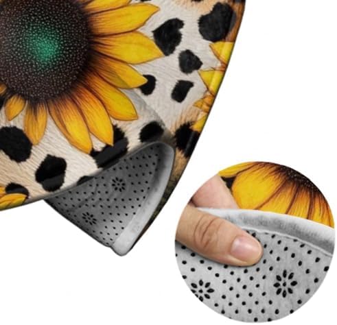 Highly Premium Quality Floor Mat, Office Chair Decor Mat, Room Sofa Yoga Soft Round Carpet Retro Sunflowers Animal Leopard Print Art, 24inch