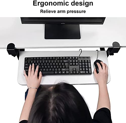 Keyboard Stand for Corner L Shaped Desk - Slide Out Tray with Hidden Drawers - No Drilling Needed - Swivel Clips - 3 Color Options