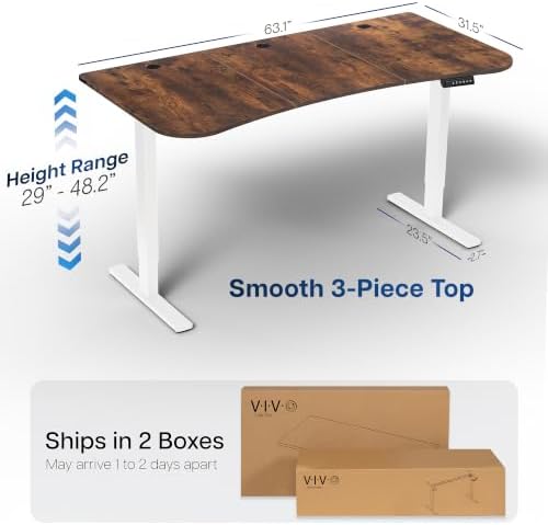 VIVO Rustic Vintage Brown 63 x 32 in Standing Desk, DESK-KIT-1W1N