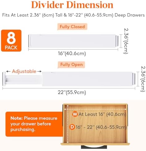 Lifewit 2.36" Upgrade Kitchen Drawer Dividers, Adjustable Drawer Organizer