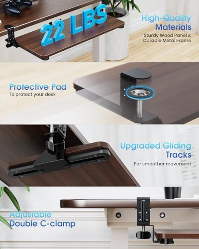 Small Keyboard Tray Under Desk, Pull Out Keyboard & Mouse Tray for Typing