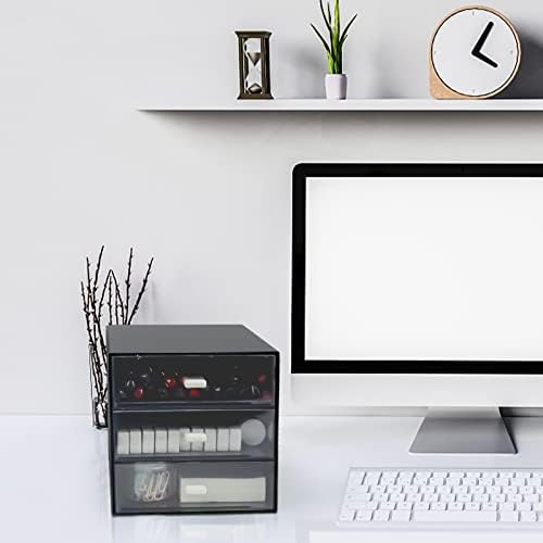 Desk Organizer with Drawer, Desk Storage Box (3 drawer, Black)