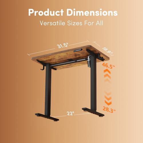 FEZIBO Standing Desk 32 × 19 Inch Electric Height Adjustable, Rustic Brown