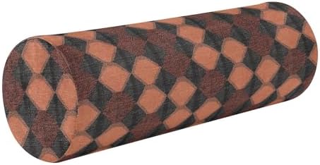 Bolster Pillow Decorative Neck Roll Pillows for Bed Outdoor Round Pillows Small Round Cushion Neck Support Argyle Plaid Darksalmon