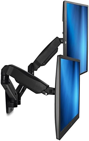 Mount-It! Dual Monitor Wall Mount - 2 Monitor Wall Mount Arms - Full Motion Height Adjustable Computer Monitor Wall Mounting Bracket with Two Articulating Arms for up to 27" Screens, 75 100 mm VESA
