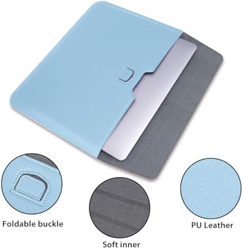 PU Leather Laptop Sleeve Case with Stand for 2026 MacBook Neo 13 A3404, 2026-2022 Air13.6'' M5 A3449 M4 A3240 M3 A3113 M2 A2681, 2018-2021 Air 13'', Laptop Bag for 2016-2022 Mac Pro13, Blue