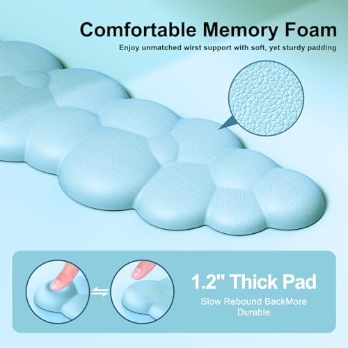 MOKURU Cloud Mouse Pad with Wrist Rest, Cloud Keyboard Wrist Rest, Mouse Pad Wrist Support, Ergonomic Cloud Keyboard Mouse Wrist Support (Blue)