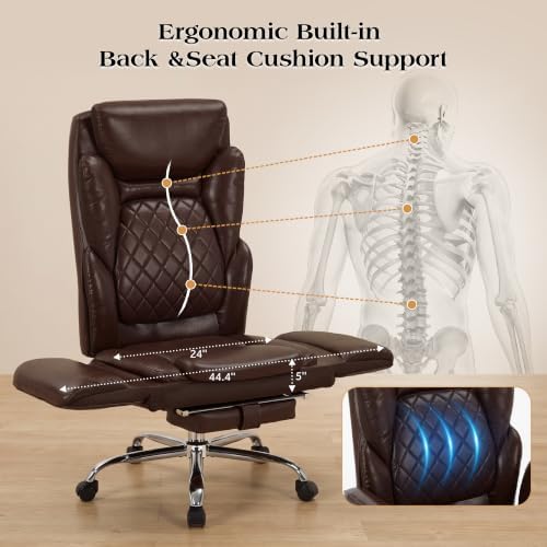 Big and Tall Executive Criss Cross Office Chair with Footrest Flip Armrest