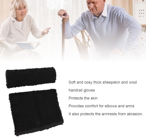 Brrnoo Sheepskin Chair Armrest Pad, Fleece Armrest Cushion for Chairs, Enhanced Comfort and Skin Protection Armrest Protector for Home or Office Use Fits Most Chairs