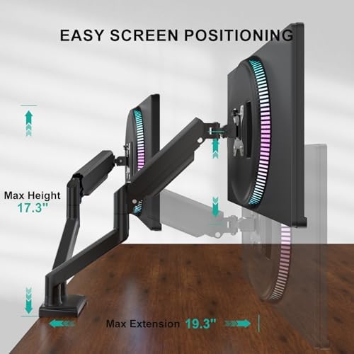 WALI Adjustable Dual Monitor Arm for 13-32 inch Screens, 22 lbs per Arm