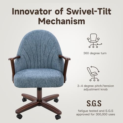 Chromcraft Bailey Swivel-Tilt Caster Dining Chair - Walnut - River - 4pc