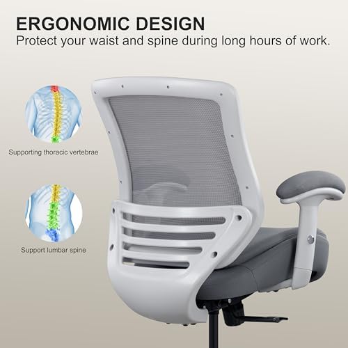 400lbs Double Seat Cushion Tall Office Drafting Chair for Standing Desk with Lumbar Support and Enlarged Adjustable Stool (Grey Frame Grey Fabric)
