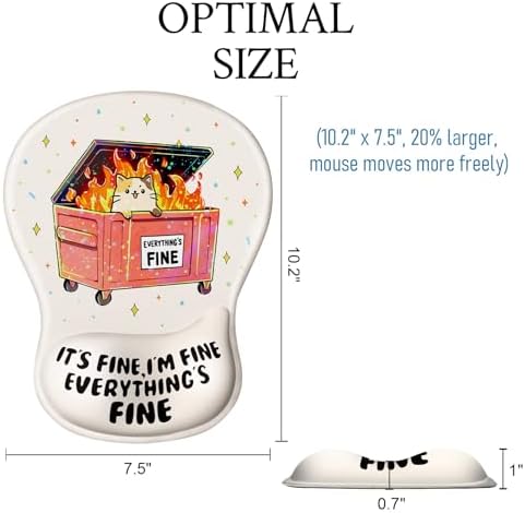 Cat Mouse Pad with Wrist Rest Funny Cute Ergonomic Mousepad Middle Concave