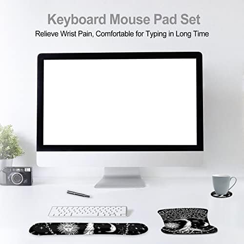 Keyboard Wrist Rest Mouse Pad Support, ToLuLu Gel Ergonomic Mouse Pads for Computer Laptop PC, Comfortable Durable Mousepad Keyboard Wrist Rests for Easy Typing Pain Relief, Moon & Sun