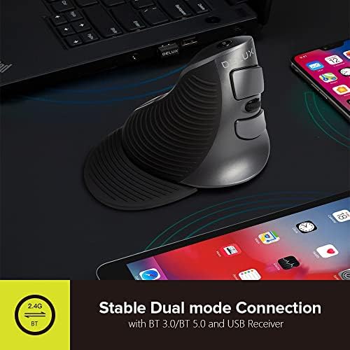 DELUX Ergonomic Vertical Mouse, Rechargeable Vertical Mouse (M618G DB)
