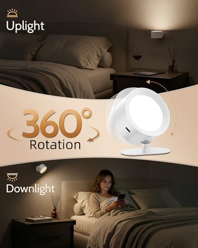 Rechargeable Wall Sconces with Remote, Magnetic Wall Lights, White