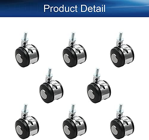 8pcs Swivel Caster Wheels Alloy Threaded Stem Caster Wheel for Office Chair 1.57inch Black Silver with Brake