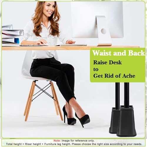 4 Pack Furniture Risers 8 Inch, Bed Risers Heavy Duty for Table Desk Couch Chair Sofa Cabinet Bed Frame Dorm, Square Table Leg Risers Lift Height 8", Black