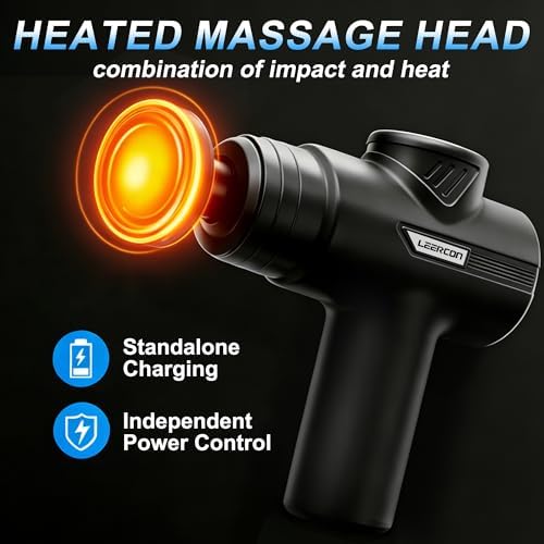 LEERCON Massage Gun with Heat, Deep Tissue Back Massager Gun Gifts for Men