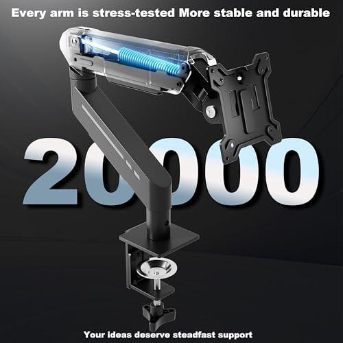 THEARK Single Monitor Desk Mount 17"-32" Screens - Adjustable Mechanical Monitor Arm Computer Monitor Stand up to 19.8 lbs,VESA Arm Desk Mount with C-Clamp and Grommet Base,VESA 75x75/100x100mm,Black
