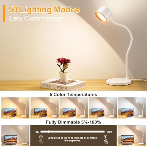 LiFMIRA Desk lamp with 2 USB Charging Ports, Touch Control Desk Light White