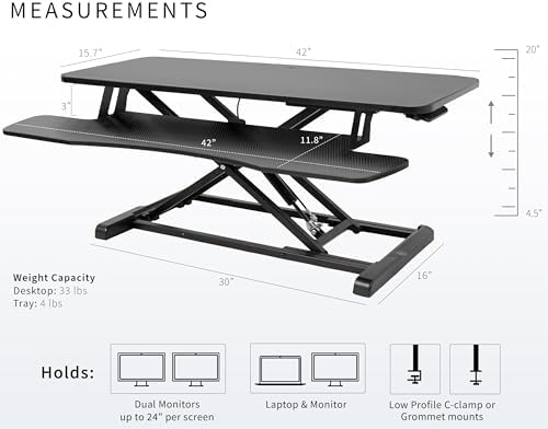 VIVO Black Carbon Fiber 42 inch Desk Converter, DESK-V042KR