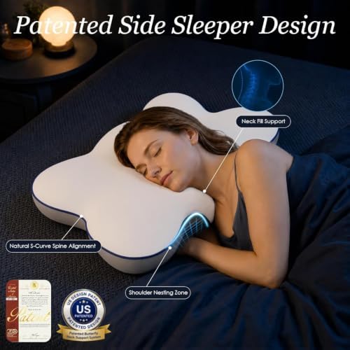 Ultra Cooling Cervical Pillow for Neck Pain Relief, Patented Side Sleepers