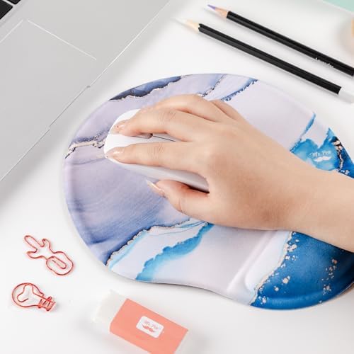 Mr. Pen- Ergonomic Mouse Pad with Wrist Rest, Glacial Blue Marble Design