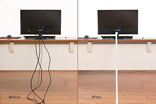 Alex Tech 10ft - 1 inch Cord Protector Wire Loom Tubing Cable Sleeve Split Sleeving for USB Cable Power Cord Audio Video Cable - Protect Cat from Chewing Cords - White