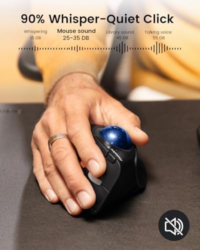ProtoArc EM05 NL Wireless Vertical Trackball Mouse, 5 DPI Levels, Blue