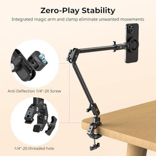 SMALLRIG Desktop Clamp Magic Arm Kit for MagSafe for iPhone, 55cm / 21.6"