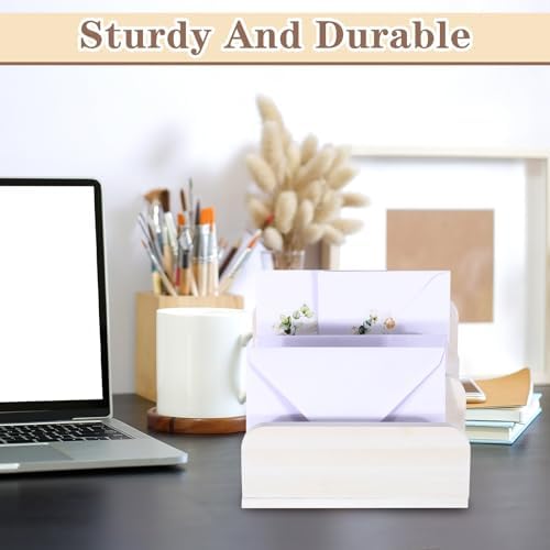 Briwooody Wooden Mail Organizer 3 Slots Mail Holder, White