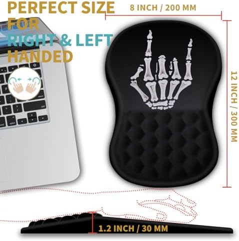 Hokafenle Ergonomic Mouse Pad Wrist Support with Massage Design, Wrist Rest Pain Relief Mousepad with Memory Foam&Non-Slip PU Base, Mouse Pads for Wireless Mouse & Desk (12x8 inch,Devil's Horn)