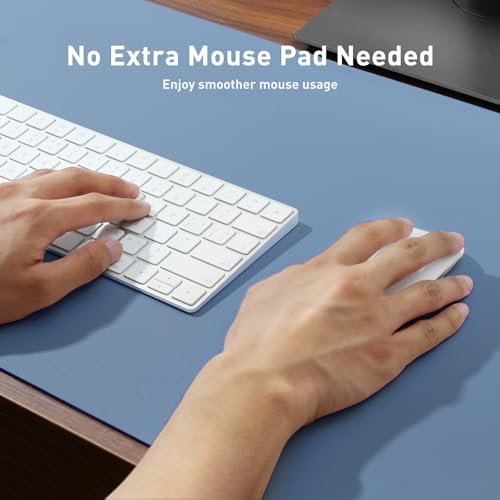 Aothia Leather Desk Pad Protector, Mouse Pad, Office Desk Mat, Non-Slip PU Leather Desk Blotter, Laptop Desk Pad, Waterproof Desk Writing Pad for Office and Home (Denim Blue, 36" x 17")
