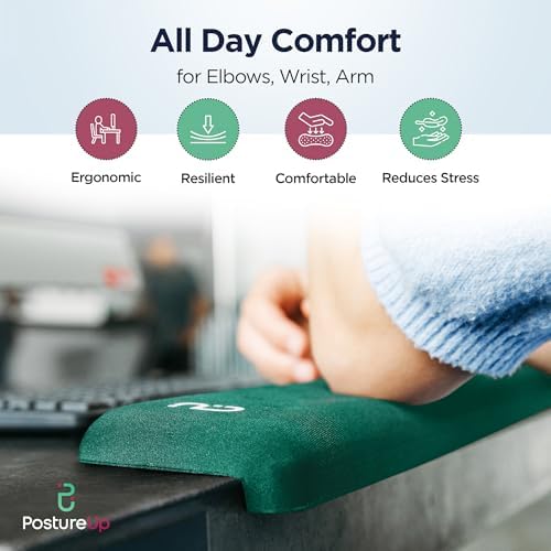 EdgeRest PostureUp L-Shaped Desk Long Wrist Rest Elbow, Forearm & Wrist Comfort Support for Table or Desk Edge, Non-Slip, Memory Foam Padding, Ergonomic Design for Work, Universal Fit, Forest Green