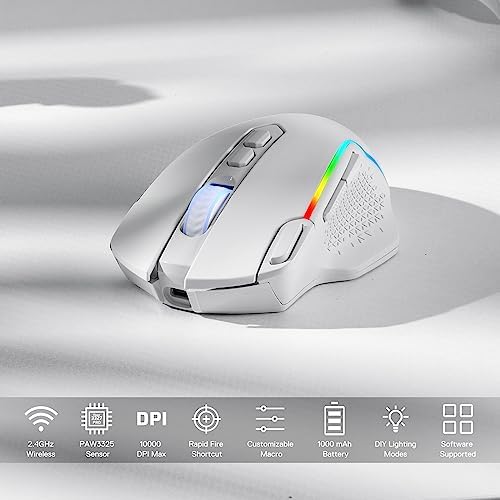 Redragon M810 PRO Wireless RGB Gaming Mouse 10000 DPI Remapping Keys